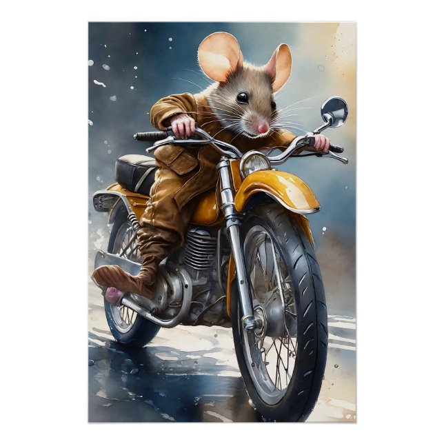 Kostbare Maus-Reiten eines Motorrads Poster (Vorderseite)