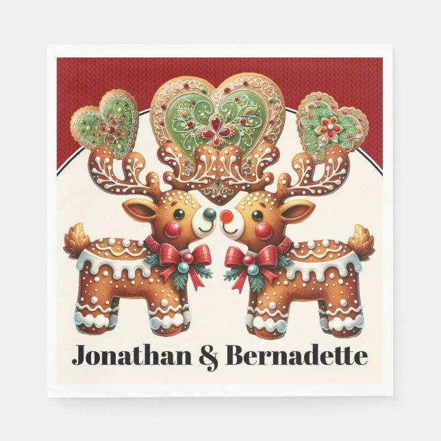 Kostbare Rentiere Liebe Serviette (Vorderseite)