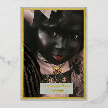 Kostbare schwarze Puppe Folien-Grußkarte