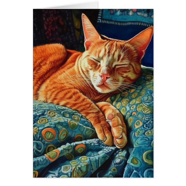 Kostbare Sleeping Ginger Cat Blank Inside Card (Vorne)