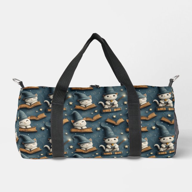 Kostbarer Assistent Muster Katzenmuster mit Bücher Duffle Bag (Vorderseite)