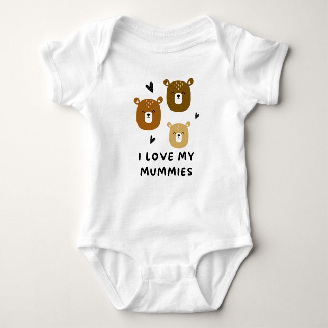 Kostbares Bärendesign "I Liebe My Mummies" Baby Strampler (Vorderseite)