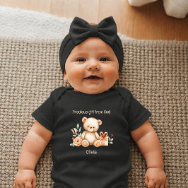Kostbares Geschenk Gottes Teddybär Neugeborenes Baby Strampler