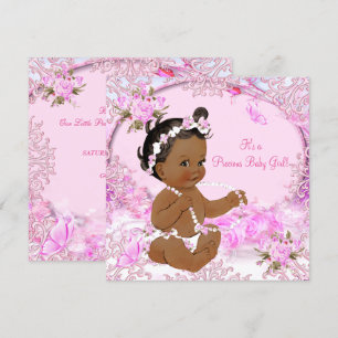 Kostbares Mädchen Baby Shower Pink Floral Ethnisch Einladung