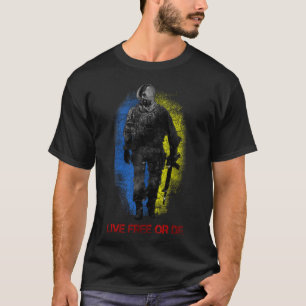 Koste des Kosaken Kriegers Ukraine-Flagge Live-fre T-Shirt