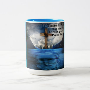 Koste und sieh, dass der Herr gütig ist. Psalm 34, Zweifarbige Tasse