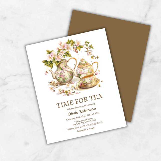 Kostengünstige Zeit für die Einladung der Tea Spri (Budget Time for Tea Spring Baby Shower Invitation  )