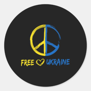Kostenlos Ukraine Friedenszeichen Für Frauen Männe Runder Aufkleber