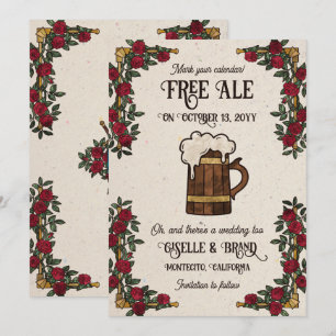 Kostenlose Ale Rote Rosen RPG-Themenhochzeit Save The Date