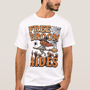Kostenlose Besenfahrten Halloween Hexe Skelett Des T-Shirt