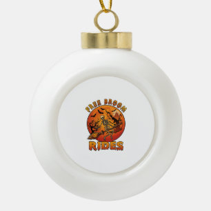 Kostenlose Besenfahrten Halloween-Skelett-Kürbis O Keramik Kugel-Ornament