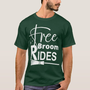 Kostenlose Besenfahrten Lustiges Halloween-Design T-Shirt