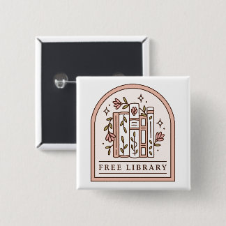 Kostenlose Bibliotheks-Blumenregal-Ästhetik-Bücher Button