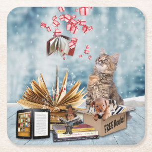 Kostenlose Bücher Rechteckiger Pappuntersetzer