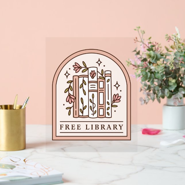 Kostenlose Bücherei Nachbarschaft Buchbox Acrylschild (Hochzeit)