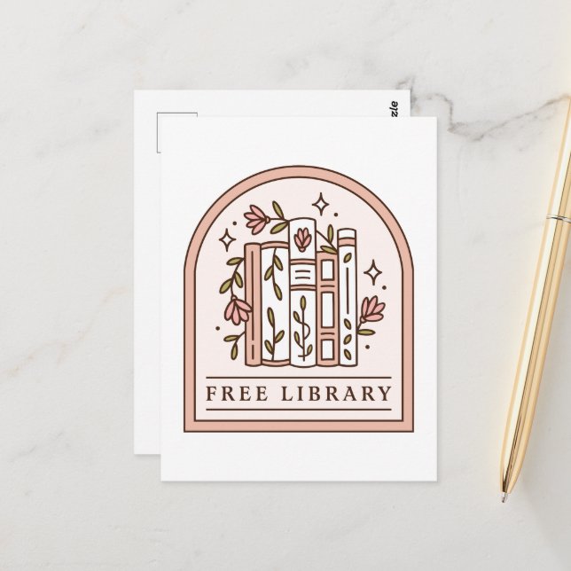 Kostenlose Bücherei Nachbarschaftsbuchbox Postkarte (Vorderseite/Rückseite Beispiel)