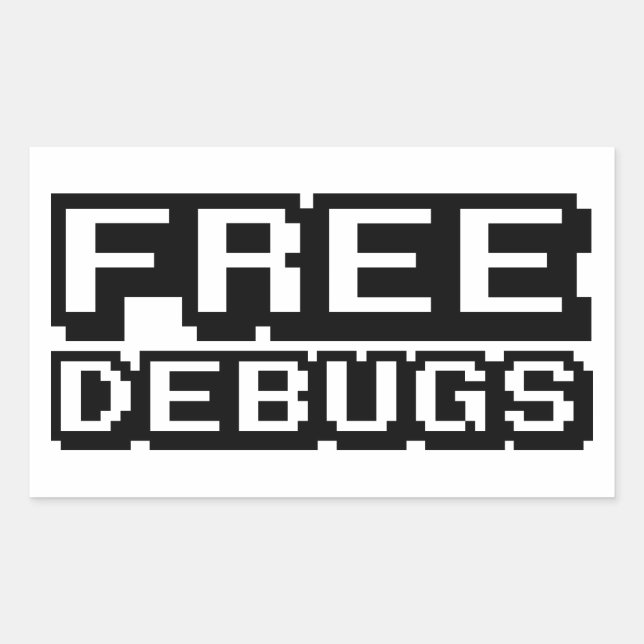 KOSTENLOSE DEBUGS RECHTECKIGER AUFKLEBER (Vorderseite)