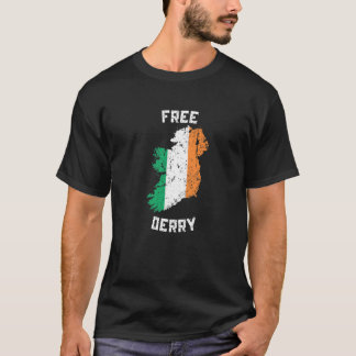 Kostenlose Derry Irland Karte T-Shirt