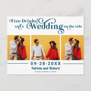 Kostenlose Getränke Casual Hochzeit Save The Date  Postkarte