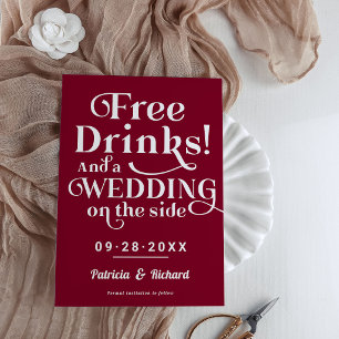 Kostenlose Getränke Lustige Casual-Hochzeit Termin Einladung