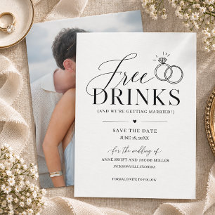 Kostenlose Getränke Lustige Elegante Hochzeit Save The Date