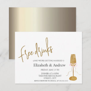 Kostenlose Getränke, Schickes Champagnerglas  Einladung