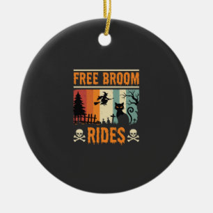 Kostenlose Halloween-Besenritte Hexe Katze Keramik Ornament