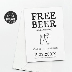 Kostenlose lustige Beer-Karte zur Hochzeitsankündi Einladung
