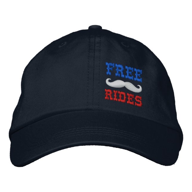 KOSTENLOSE MUSTACHE-RIDES BESTICKTE BASEBALLKAPPE (Vorderseite)