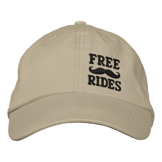 KOSTENLOSE MUSTACHE-RIDES BESTICKTE BASEBALLKAPPE (Vorderseite)
