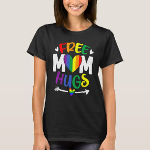 Kostenlose Mutter Umarmungen Regenbogen LGBT Lesbi T-Shirt
