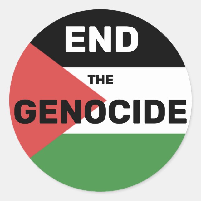 KOSTENLOSE PALESTINE ENDE DER GENOCIDE FLAG RED GR RUNDER AUFKLEBER (Vorderseite)