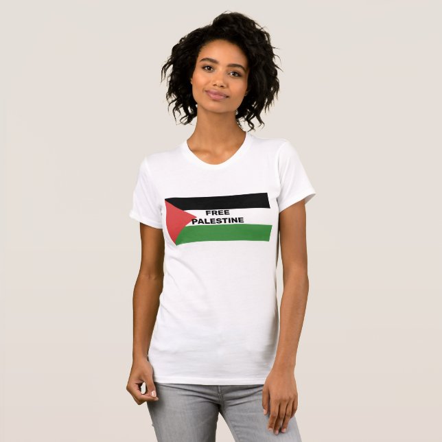 KOSTENLOSE PALESTINE FLAG ROTES SCHWARZES GRÜNWEIS T-Shirt (Vorne ganz)