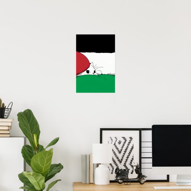 KOSTENLOSE PALESTINE-Flaggenkatze Poster (Heimbüro)