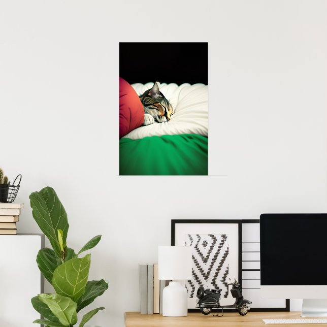 KOSTENLOSE PALESTINE-Flaggenkatze Poster (Heimbüro)