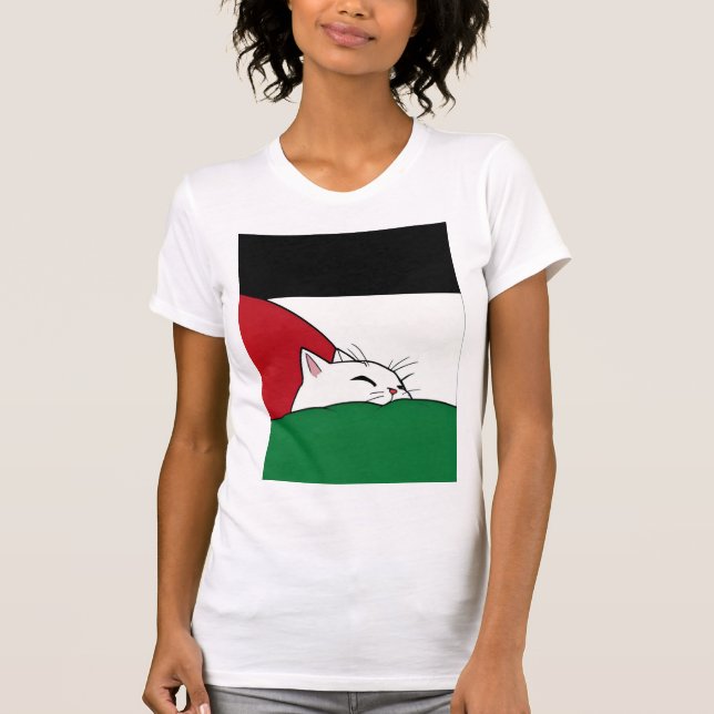 KOSTENLOSE PALESTINE-Flaggenkatze T-Shirt (Vorderseite)