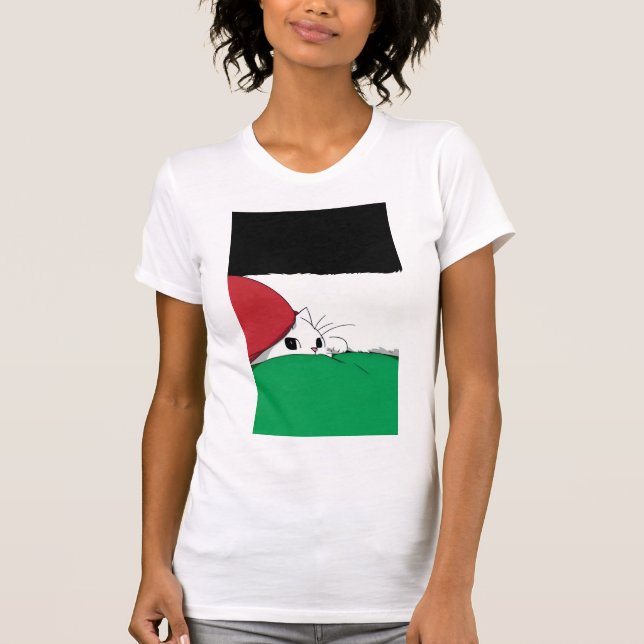KOSTENLOSE PALESTINE-Flaggenkatze T-Shirt (Vorderseite)