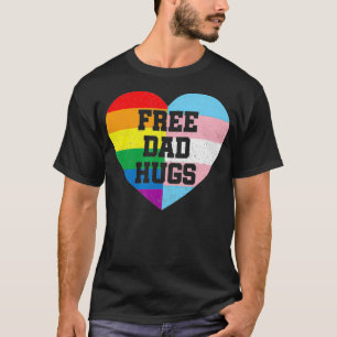Kostenlose Papa-Umarmen-Stolz-LGBT-Regenbogenflagg T-Shirt