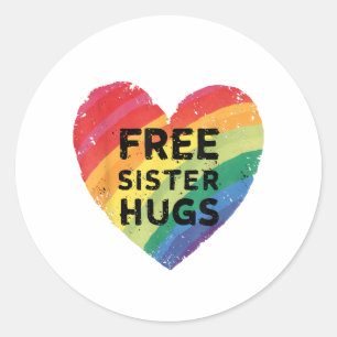Kostenlose Schwester Umarmungen LGBT Schwule Lesbe Runder Aufkleber