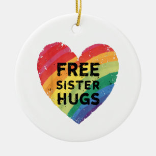 Kostenlose Schwesterumarmungen LGBT Schwule Lesben Keramik Ornament