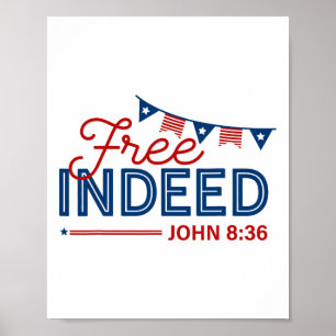 Kostenlose Tat John 8 36 Christliche Bibel 4. Juli Poster