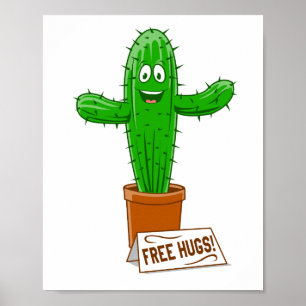 Kostenlose Umarmungen Kaktus Pflanze Willkommen Poster