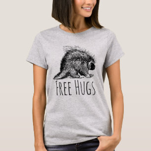 Kostenlose Umarmungen Stachelschwein Lustig T-Shirt