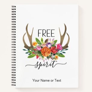 Kostenloser Geist Moderner Boho-Chic-Blumen Rose G Notizbuch