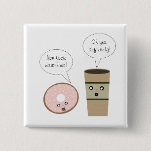 Kostenloser Kaffee- und Donut-Button Button