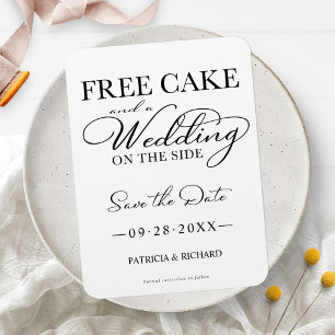 Kostenloser Kuchen und eine Hochzeit Save the Date Magnet