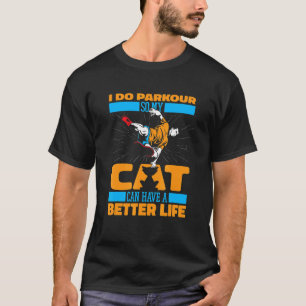 Kostenloser laufender Katzeläufer Traceur Parkour T-Shirt