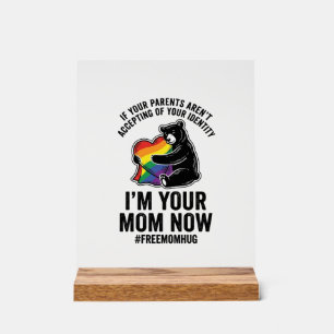 Kostenloser Mama-Hug-Bär-Stolz-Vintage-T-Shirt-Des Acrylschild