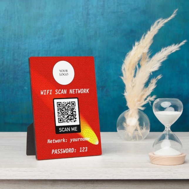 Kostenloser Wifi QR Code Orange Leder Spotlight Fotoplatte (Seite)