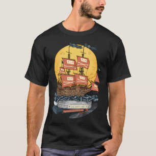 Kostenloses Internet. Piratenschiff. T-Shirt